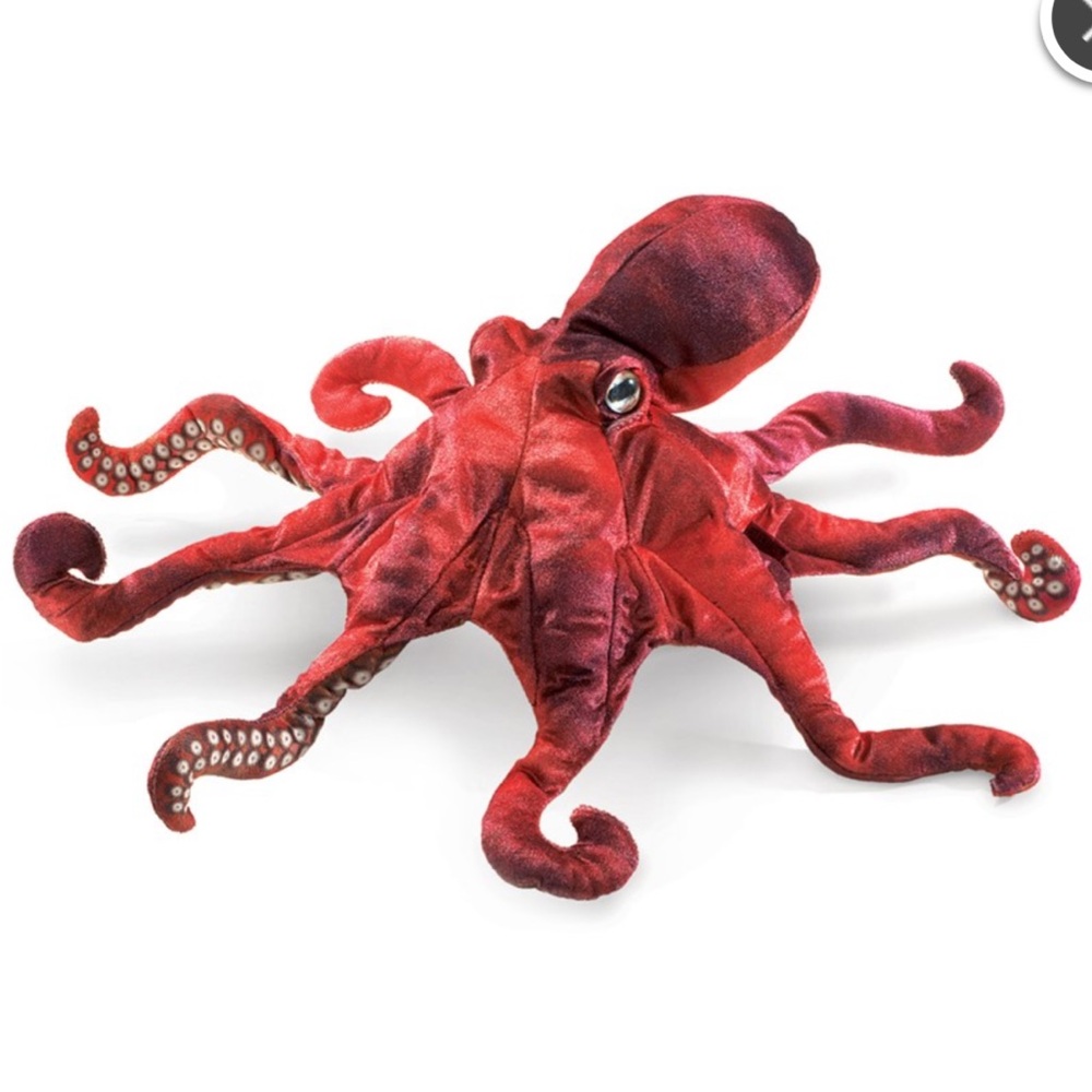 Folkmanis Red Plush Octopus hand puppet